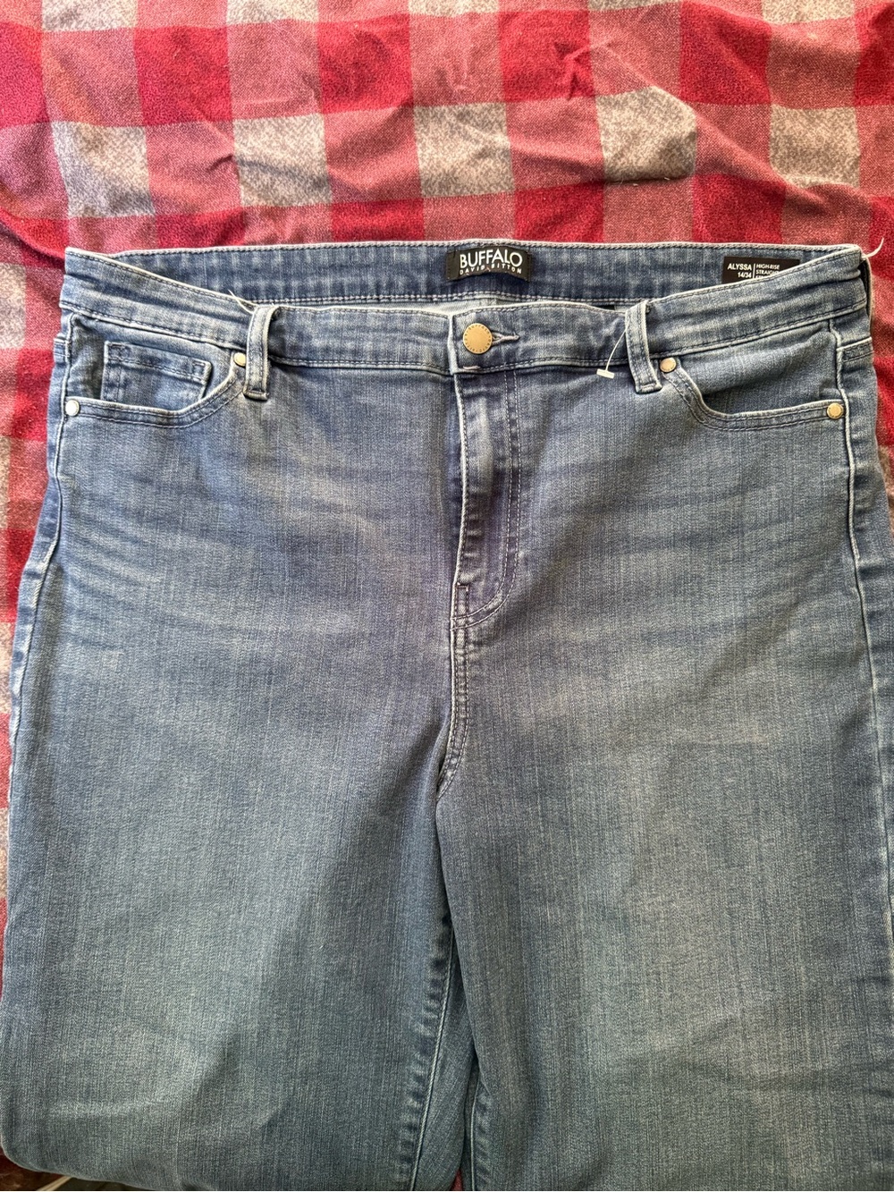 Buffalo David Bitton High-Rise, Straight Leg, Stretch Denim Jeans, Size 14/34